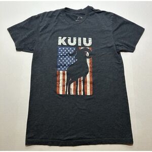 Kuiu Mens T Shirt Size Medium Hunting Outdoor Logo Ram Head American Flag Blue